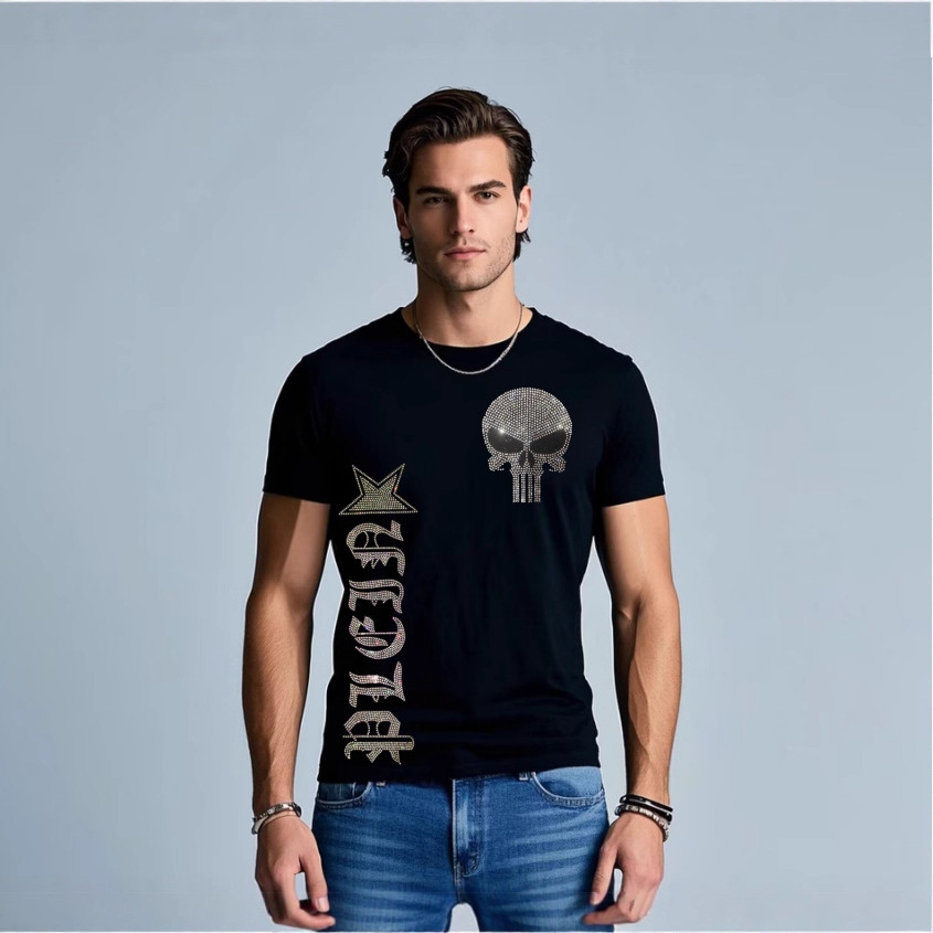 Streetwear Clothing Brands - 2025 New Skulls Rhinestones Short Sleeve
