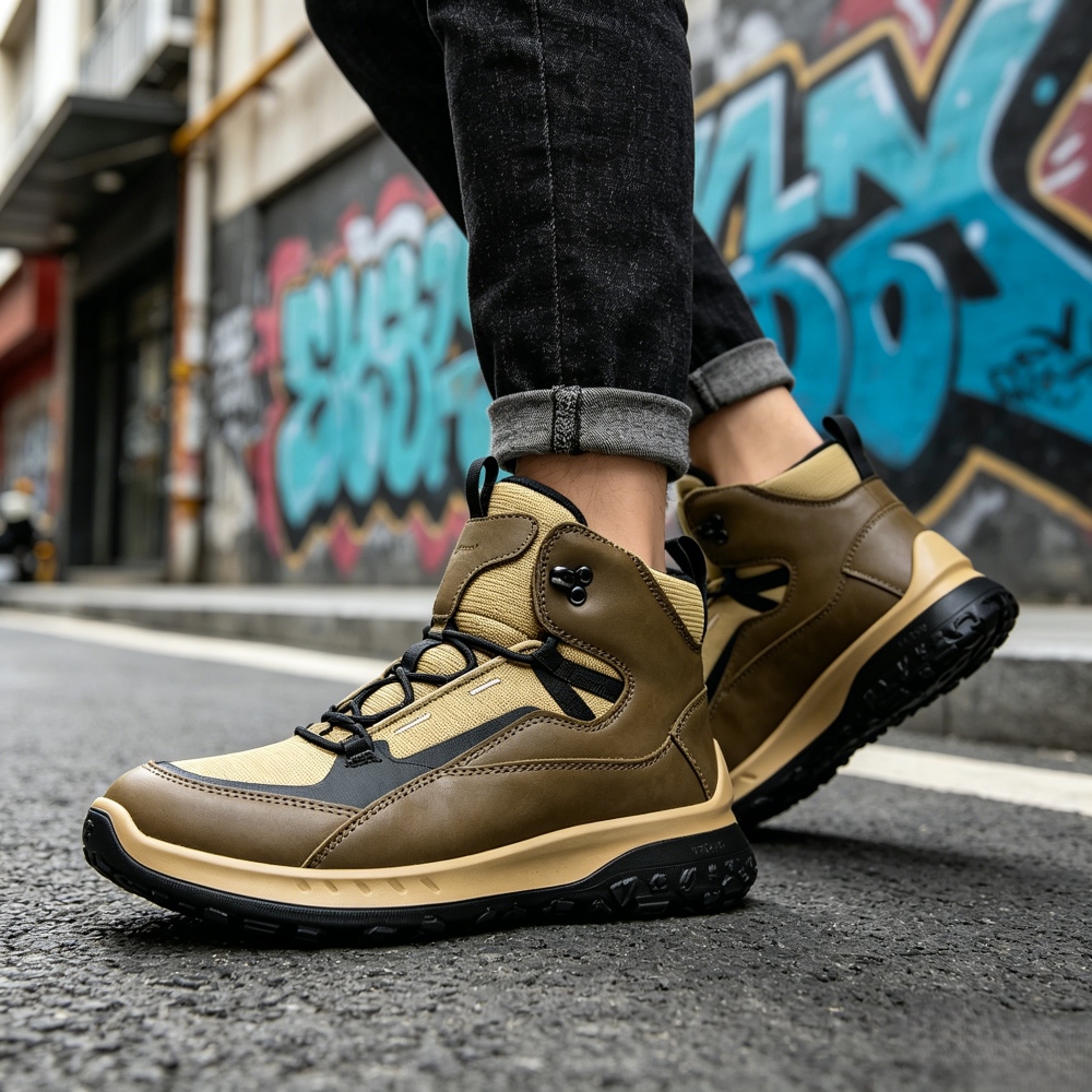 High Top Leather Shoes Men Lux - Streetwear Brand Designs ulasan dan harga