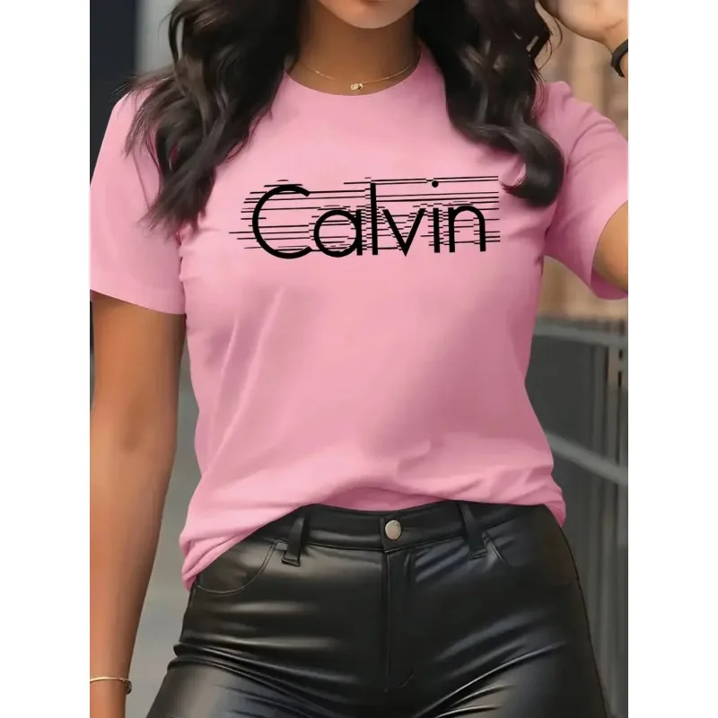 Calvin Women's T-Shirt Leisure - Streetwear Brand Top ulasan dan harga